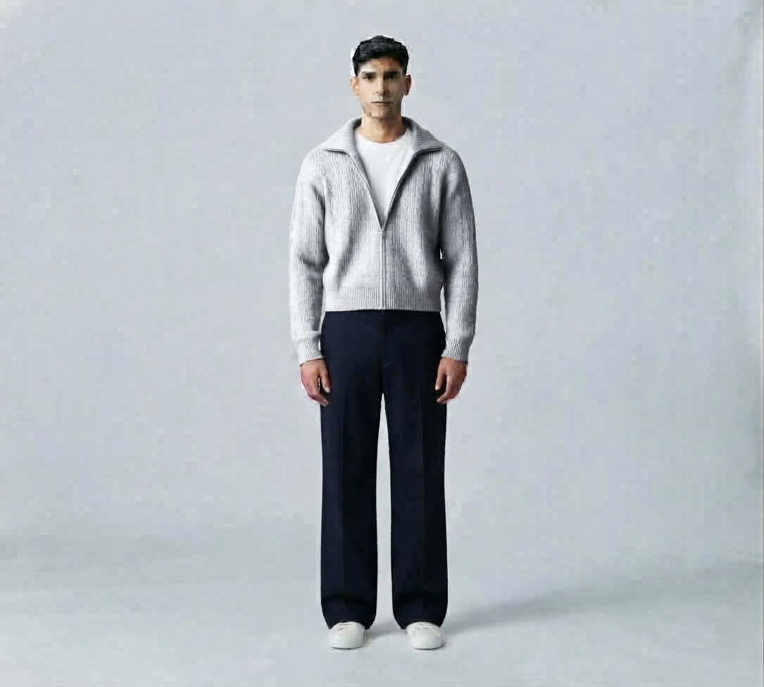 Knit Zip-Up -Silver